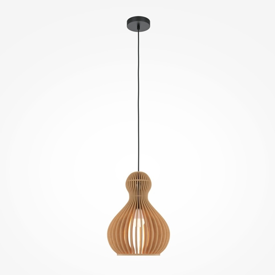 Maytoni roots lampada a sospensione con forma a goccia in legno