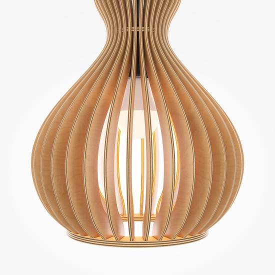 Maytoni roots lampada a sospensione con forma a goccia in legno