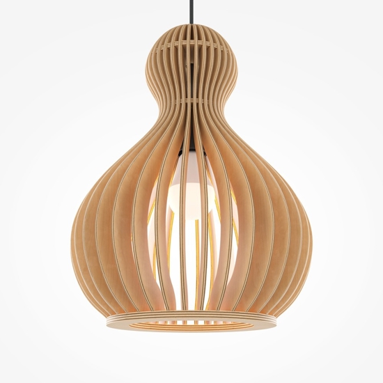 Maytoni roots lampada a sospensione con forma a goccia in legno