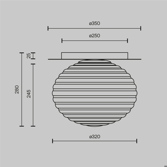 Maytoni reels plafoniera moderna sfera in vetro rigato