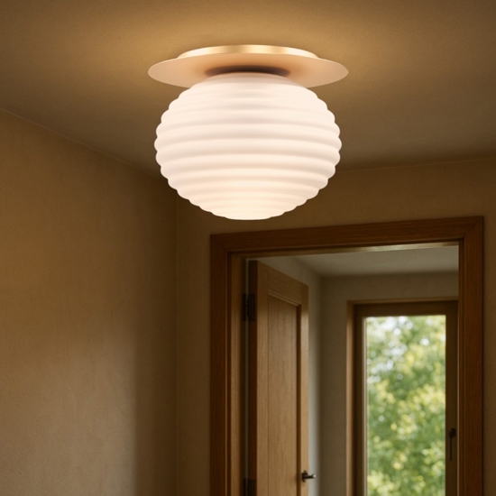 Maytoni reels plafoniera moderna in vetro bianco