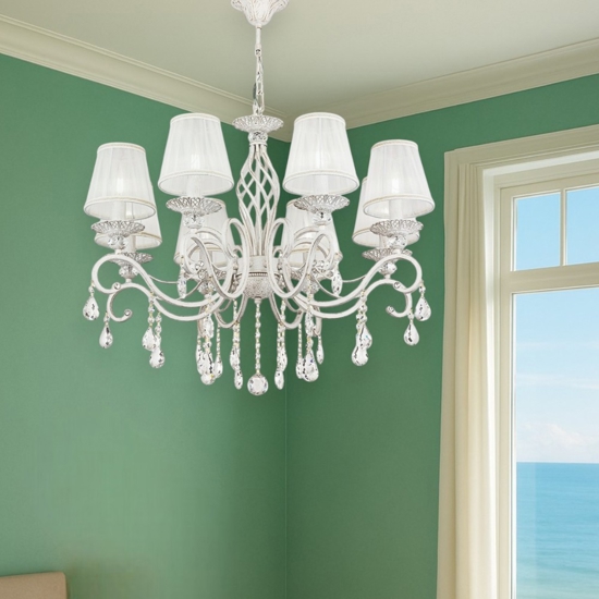 Maytoni grace lampadario per camera da letto bianco anticato 8 luci