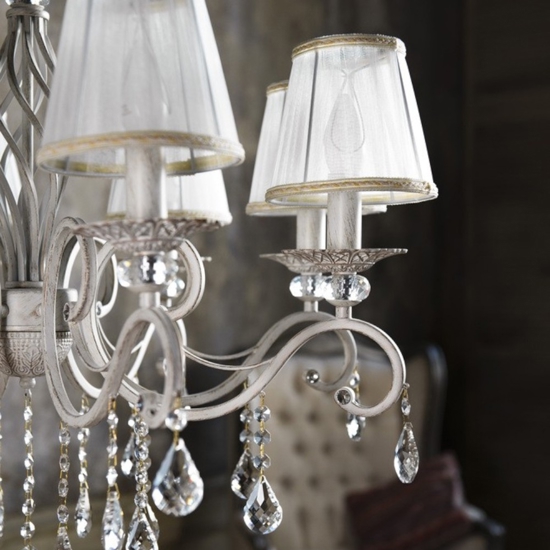 Maytoni grace lampadario per camera da letto bianco anticato 8 luci