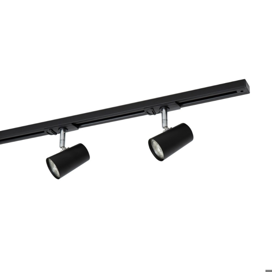 Plafoniera a binario nero 3 spot led orientabili monofase fp