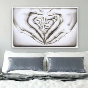 Capezzale moderno mani a cuore 114x70 tortora grigio fp