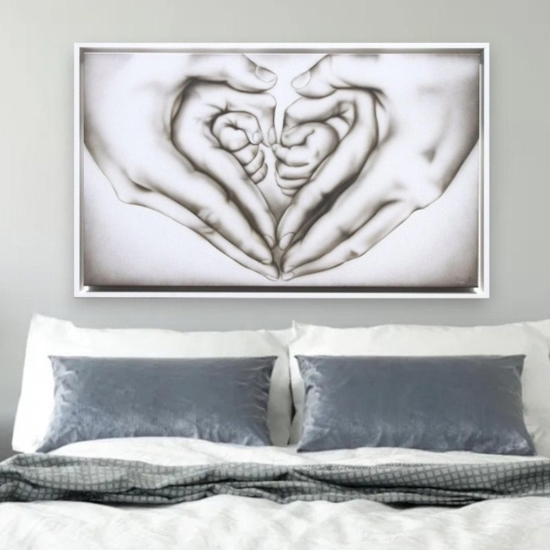 Capezzale moderno mani a cuore 114x70 tortora grigio fp