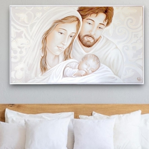 Capoletto classico capezzale sacra famiglia 122x72 quadro per camera da letto