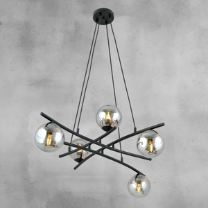 Lampadario moderno per soggiorno nero sfere vetro grafite fp