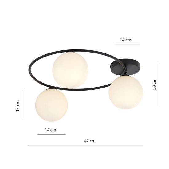 Plafoniera moderna nera sfere di vetro bianco promo fp