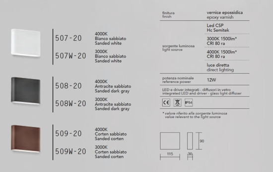 Applique da esterno led 12w 3000k antracite moderna ip54