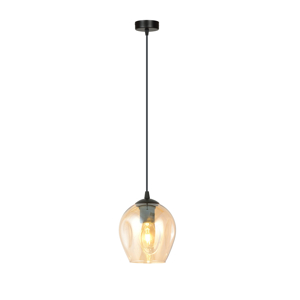 Lampada sospensione pendente boccia vetro ambra fp