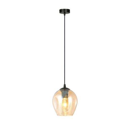 Lampada sospensione pendente boccia vetro ambra fp