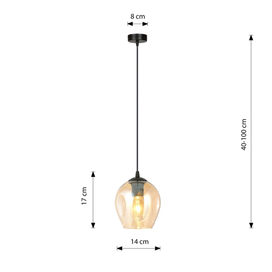 Lampada sospensione pendente boccia vetro ambra fp