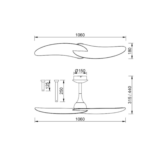 Ventilatore da soffitto bianco 13-20mq bianco motore inverter
