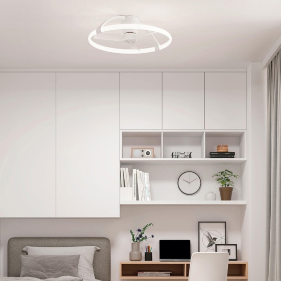 Plafoniera con ventilatore bianca desig moderno led dimmerabile