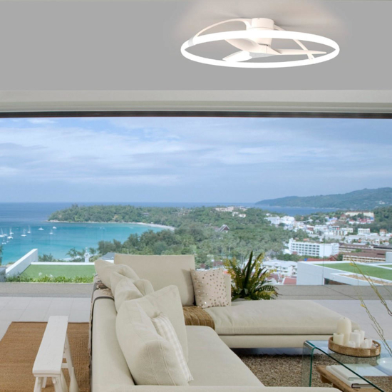 Plafoniera con ventilatore bianca desig moderno led dimmerabile