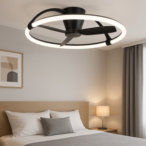 Ventilatore a plafoniera nero design led motore dc inverter