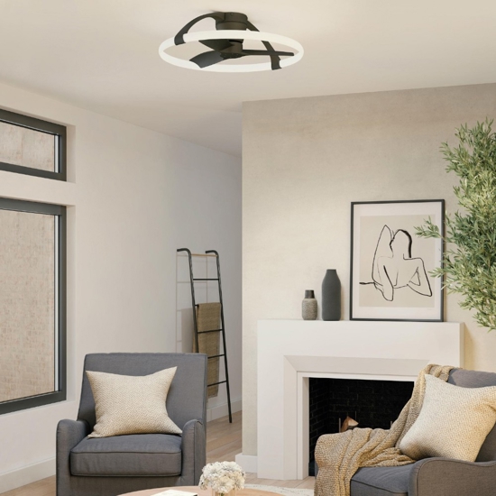 Plafoniera con ventilatore nero design led motore dc inverter