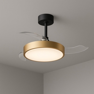 Plafoniera con ventilatore da soffitto nero e oro luce led cct