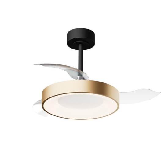 Plafoniera con ventilatore da soffitto nero e oro luce led cct