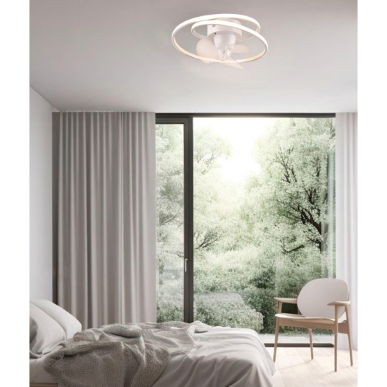 Ventilatore a plafoniera con luce da soffitto bianco design moderno