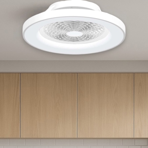 Ventilatore moderno a plafoniera con luce da soffitto bianco