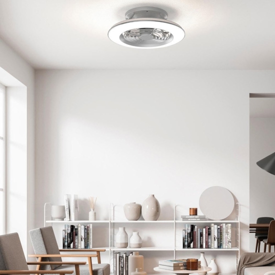 Ventilatore da soffitto a plafoniera con luce grigio fino a 13mq