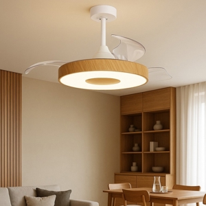 Ventilatore da soffitto a lampadario con pale motorizzate richiudibili
