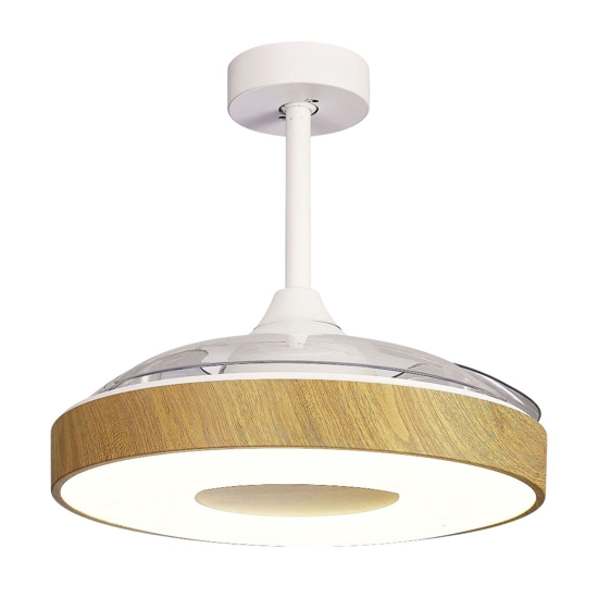 Ventilatore da soffitto a lampadario con pale motorizzate richiudibili