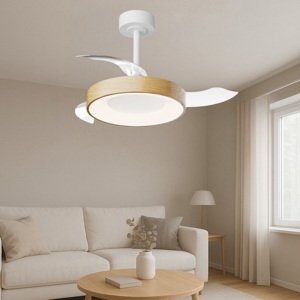Ventilatore da soffitto a plafoniera luce led bianco e legno 13mq