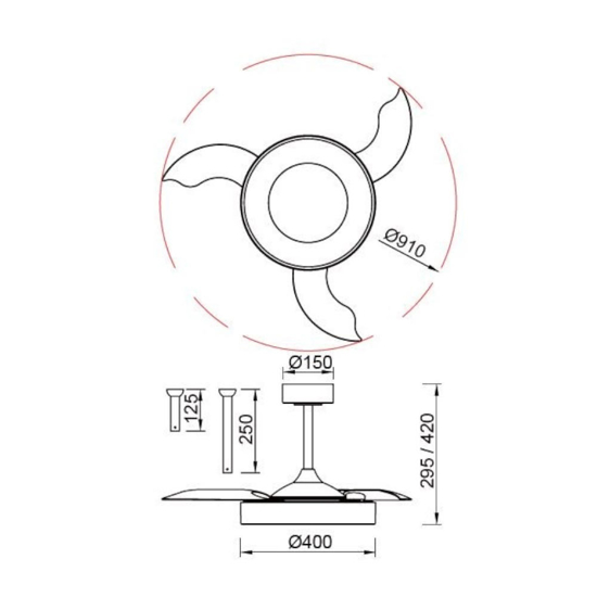 Plafoniera con ventilatore da soffitto luce led bianco e legno 13mq