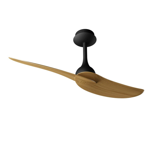 Ventilatore da soffitto nero e legno motore dc ambienti da 13mq a 20mq