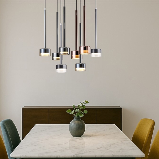 Lampadario vetri multicolor pendenti per soggiorno moderno