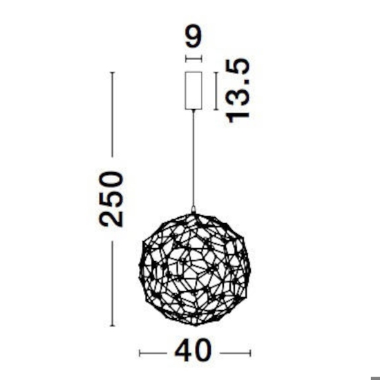 Lampadario moderno sole 40 cm led 21w 3000k sfera oro