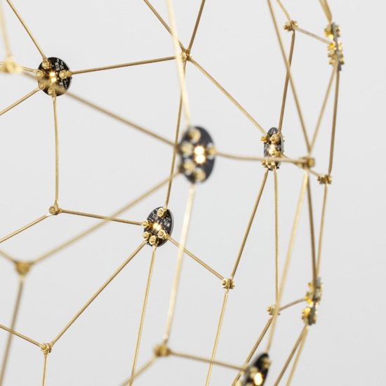 Lampadario sfera sole 80 cm oro led 21w 3000k moderno