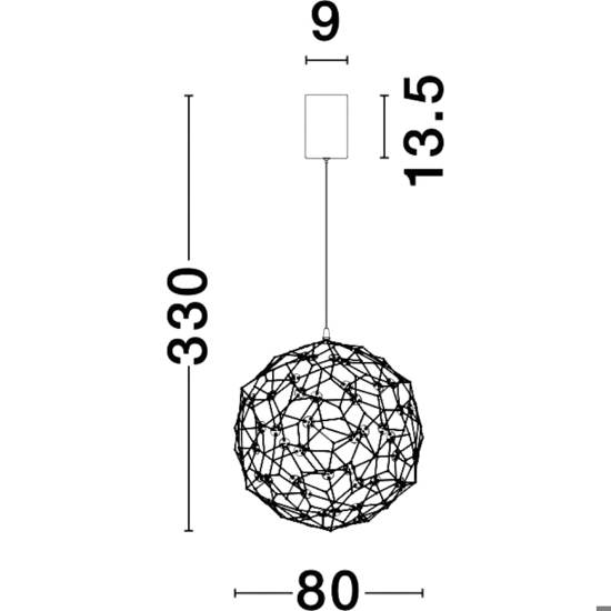 Lampadario sfera sole 80 cm oro led 21w 3000k moderno