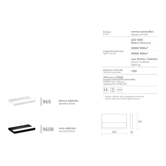 Applique moderna isyluce plate bianco led 12w 3000k 4000k