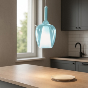 Gea luce ofelia lampada a sospensione in vetro blu