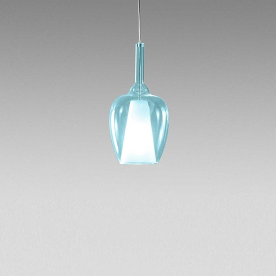 Gea luce ofelia lampada a sospensione in vetro blu