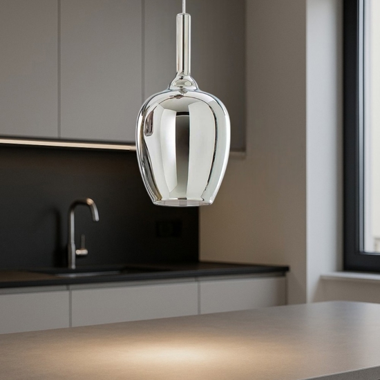 Gea luce ofelia lampada a sospensione colore cromo