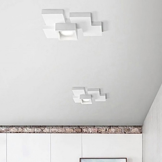 Plafoniera moderna quadrati gesso bianca sforzin