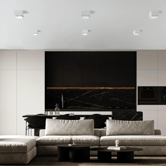 Sforzin syme plafoniera quadrata moderna di gesso alluminio bianco