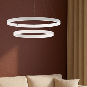 Gea luce criseide lampadario moderno led 75w 3000k doppio anello