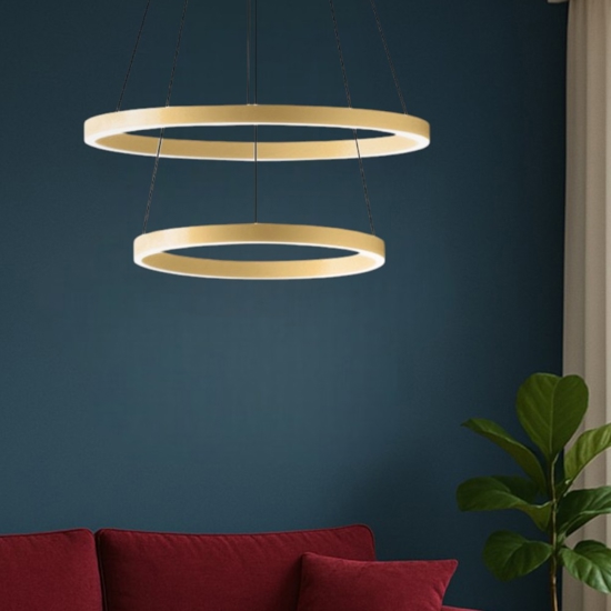 Gea luce criseide lampadario moderno led 60w 3000k colore oro