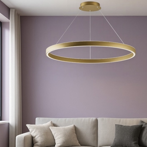 Gea luce criseide lampadario moderno led 100w 3000k ad anello colore oro