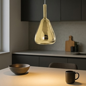 Gea luce ofelia lampada a sospensione vetro colore oro
