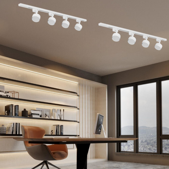 Sistema binario trifase 100cm bianco con 4 faretti gx53 orientabili