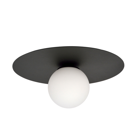 Plafoniera nera sfera vetro bianco moderna fp