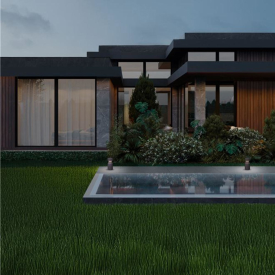 Lampione da giardino in cemento nero led 12w 3000k ip65