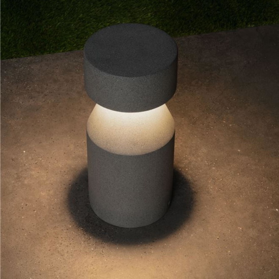 Lampione da giardino in cemento nero led 12w 3000k ip65